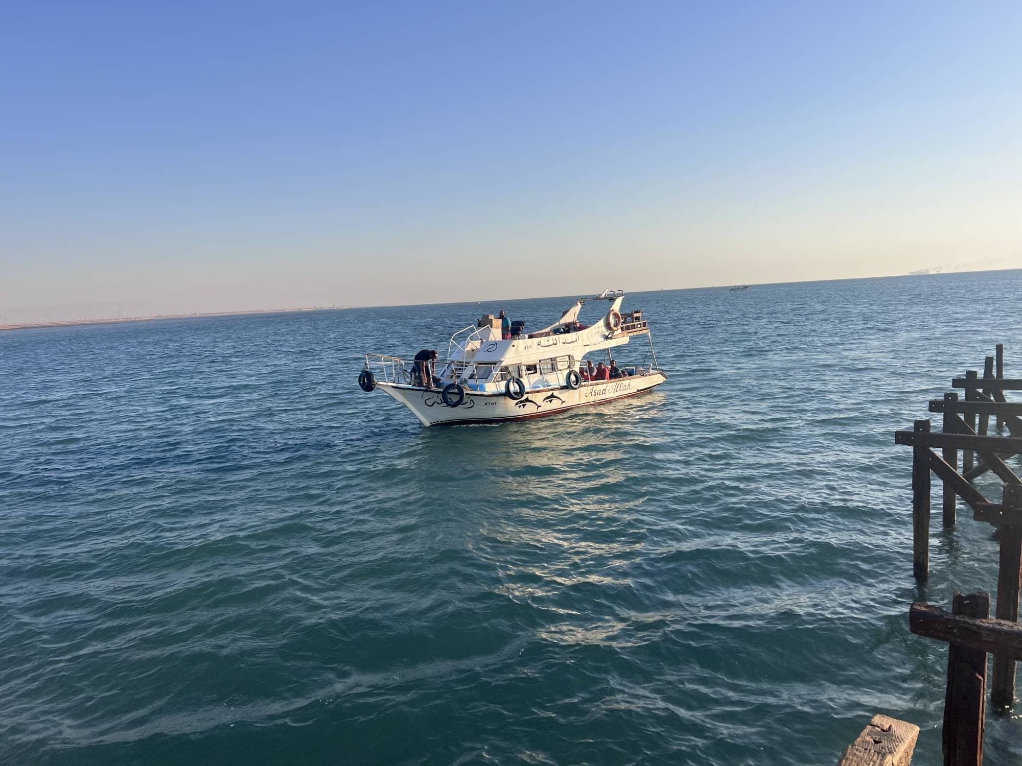 A fishing trip by boat in the middle of the Red Sea